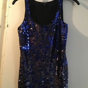 Express Blue and Black Sequin Tank